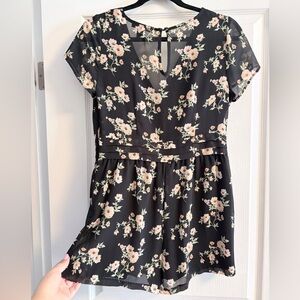 Forever 21 Black Floral Romper